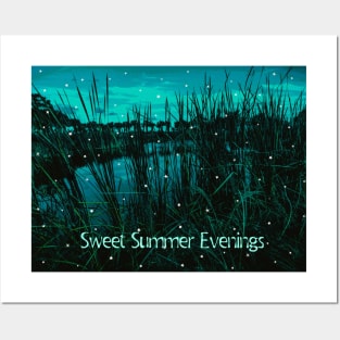 Pond at Sunset Called Sweet Summer Evenings Posters and Art